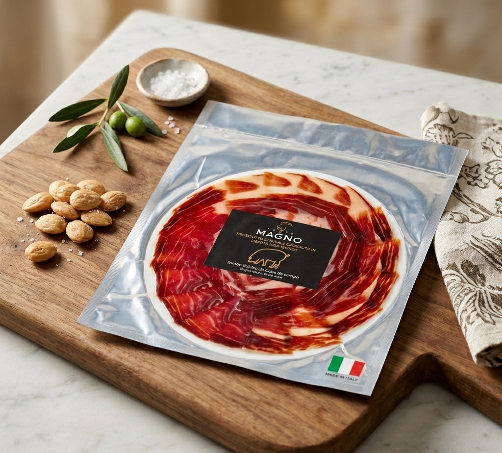 Jamón 100% Ibérico Cebo de Campo Roja tagliato a mano al coltello (Piatto di 90 grammi)